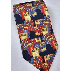 GHERARDINI Firenze‎ Men's Tie 100% Seta Soie Silk Italy Red Blue Gold Flags